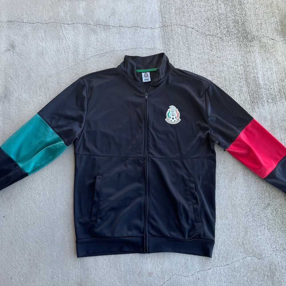Mexico National Team Track Jacket Mens Size L Black Red Green Official Merch